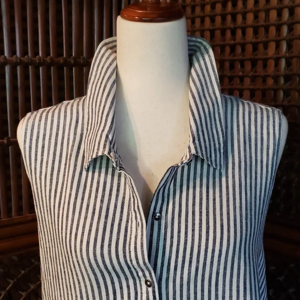 SPLENDID Sleeveless Button Front Striped Top Tunic XXL NWOT - Picture 3 of 12
